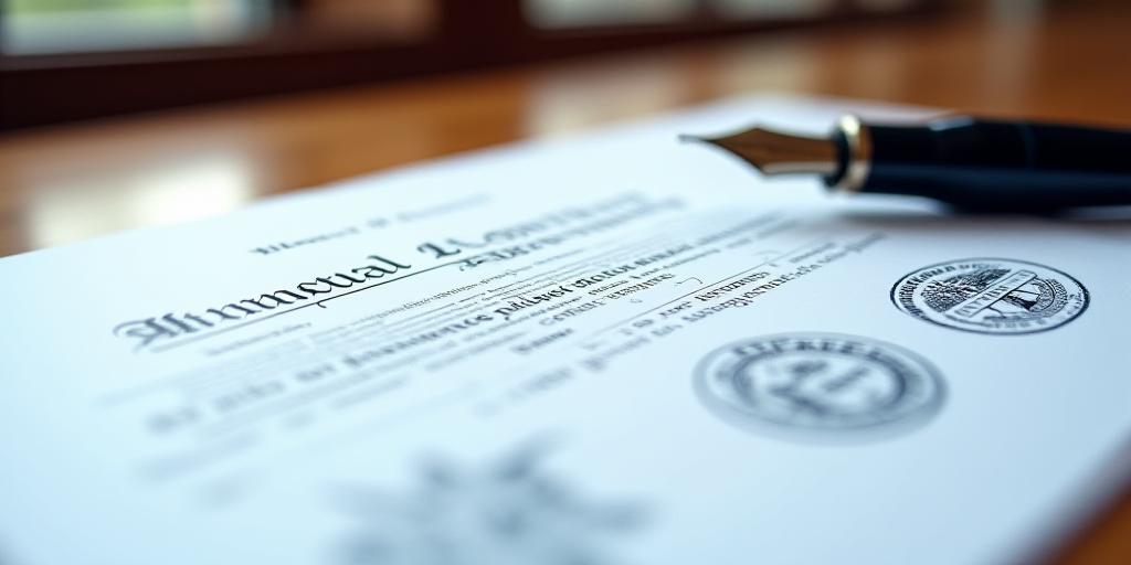 Close up of a legal contract with a focal point on professional signatures and high-quality paper